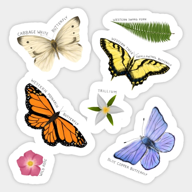 Butterflies and Blooms Sticker by FernheartDesign